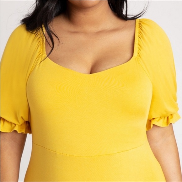 Yellow Sweetheart Neckline Dress ELOQUII - Picture 2 of 8